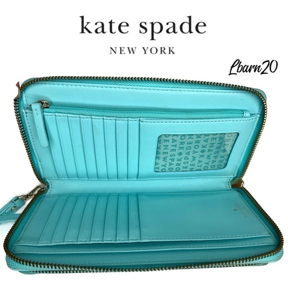 Kate Spade Atoll Tiffany Blue Studded Large Wallet with Coin Zippered RARE color - Picture 5 of 7